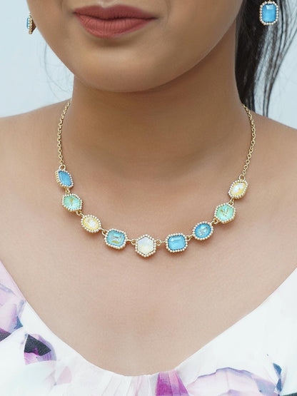 Ishhaara Geometric Drop Necklace Sea Side
