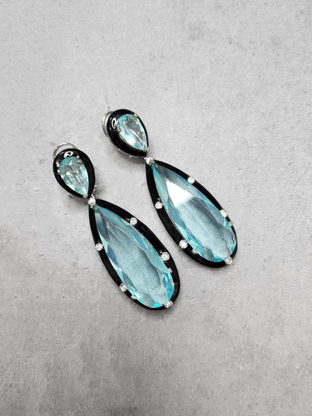 Ishhaara Blue Glass Stone Drop Earrings