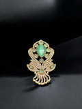 Ishhaara Blue Gold Embellished Victorian Heart Brooch