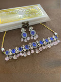 Ishhaara Blue Gold Plated Doublet Stone Studded Choker Necklace