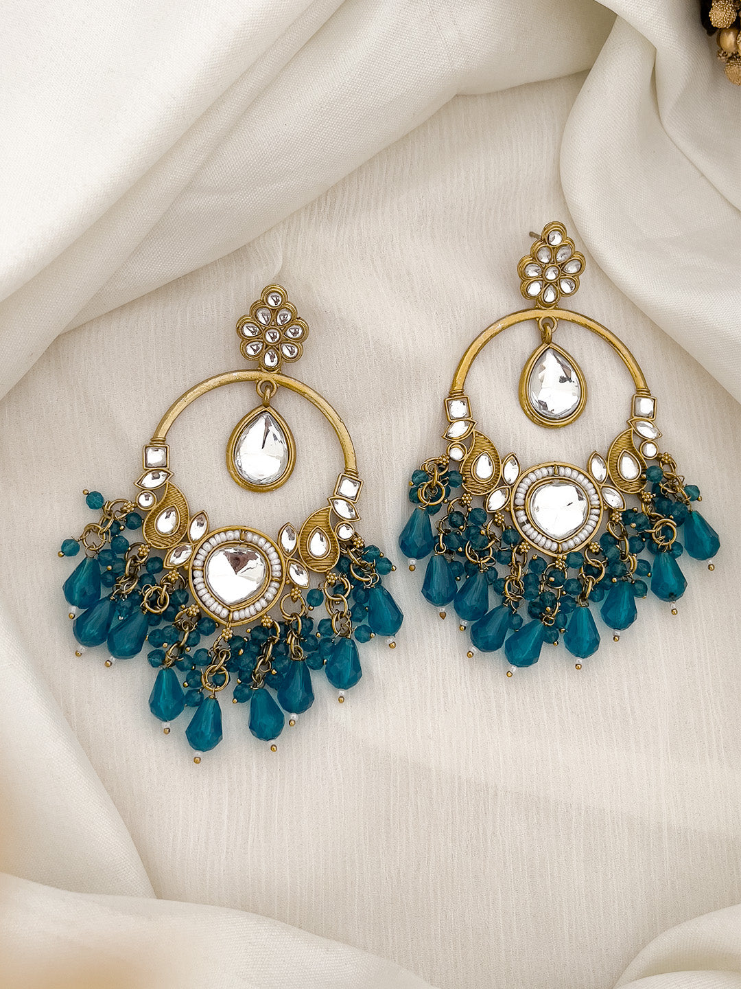 Ishhaara Pink Gold Plated Kundan Statement Earrings