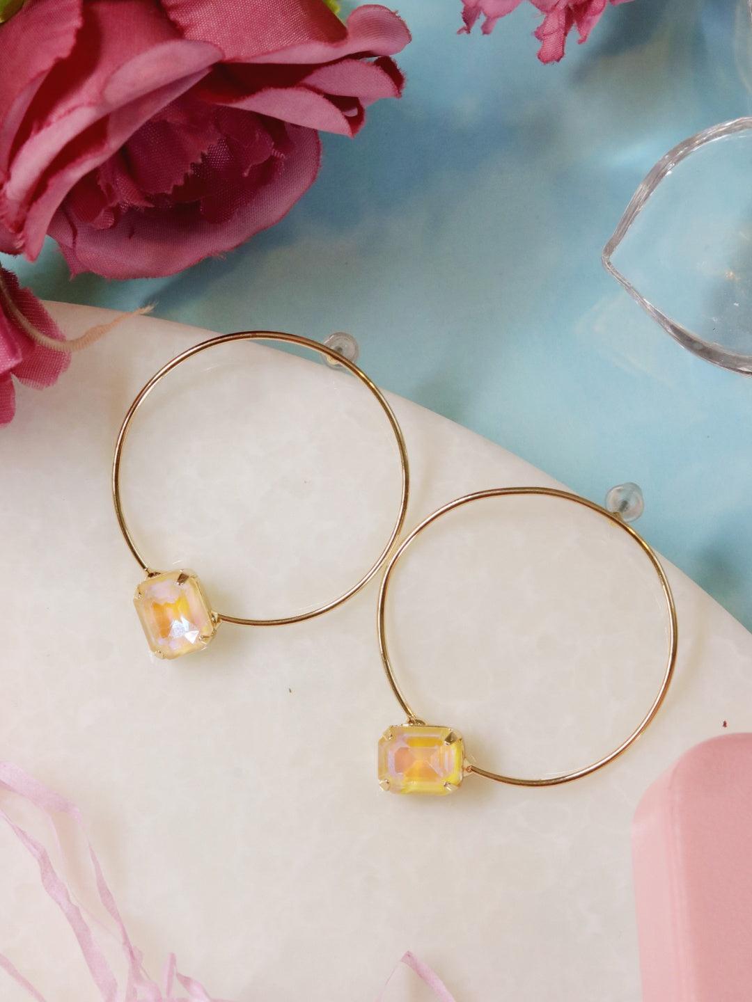 Ishhaara Hoop Crystal Earrings Quartz