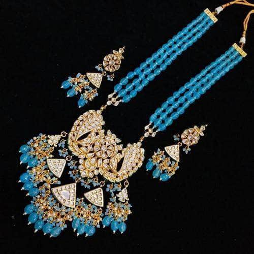 Ishhaara Blue Inverted Mango Pendent Necklace