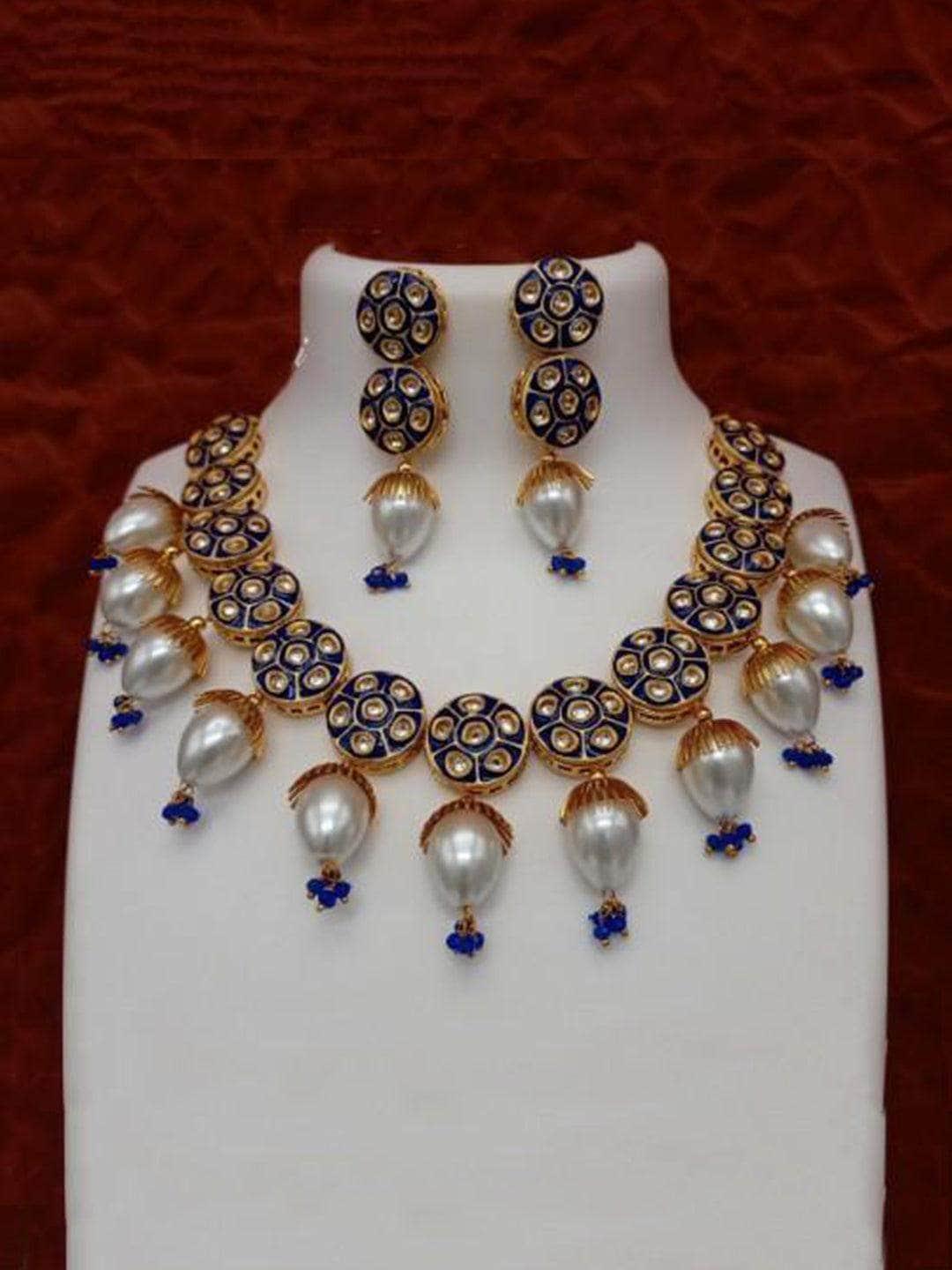 Ishhaara Jadau Meena Pearls Necklace And Earring Set