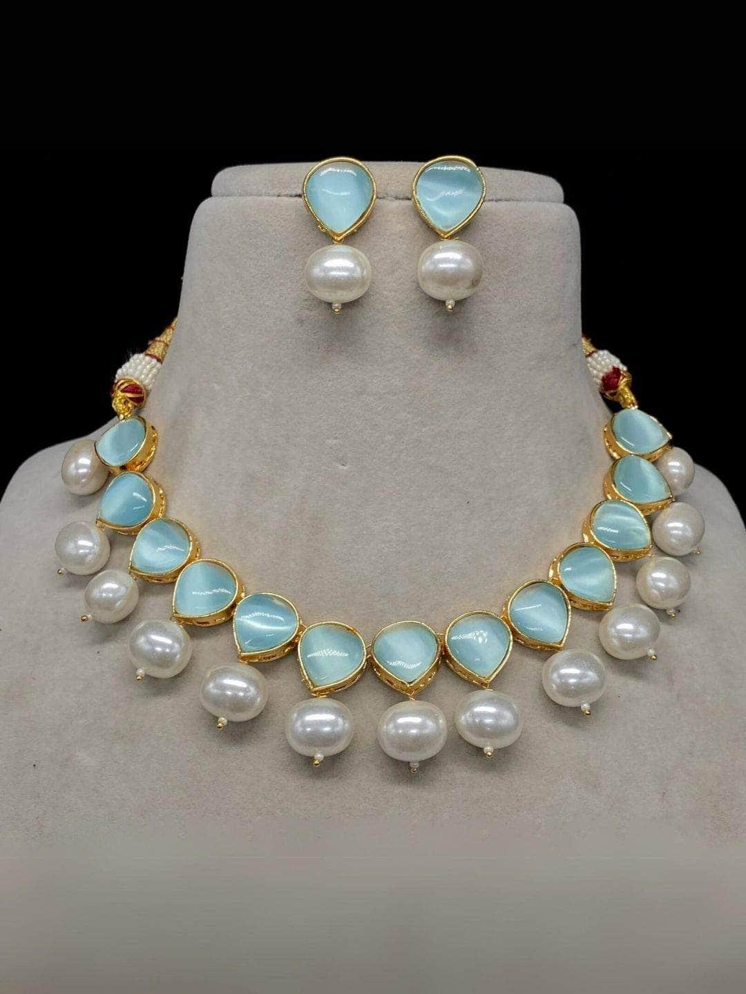 Ishhaara Kundan And Glass Beads Necklace Set With Earring