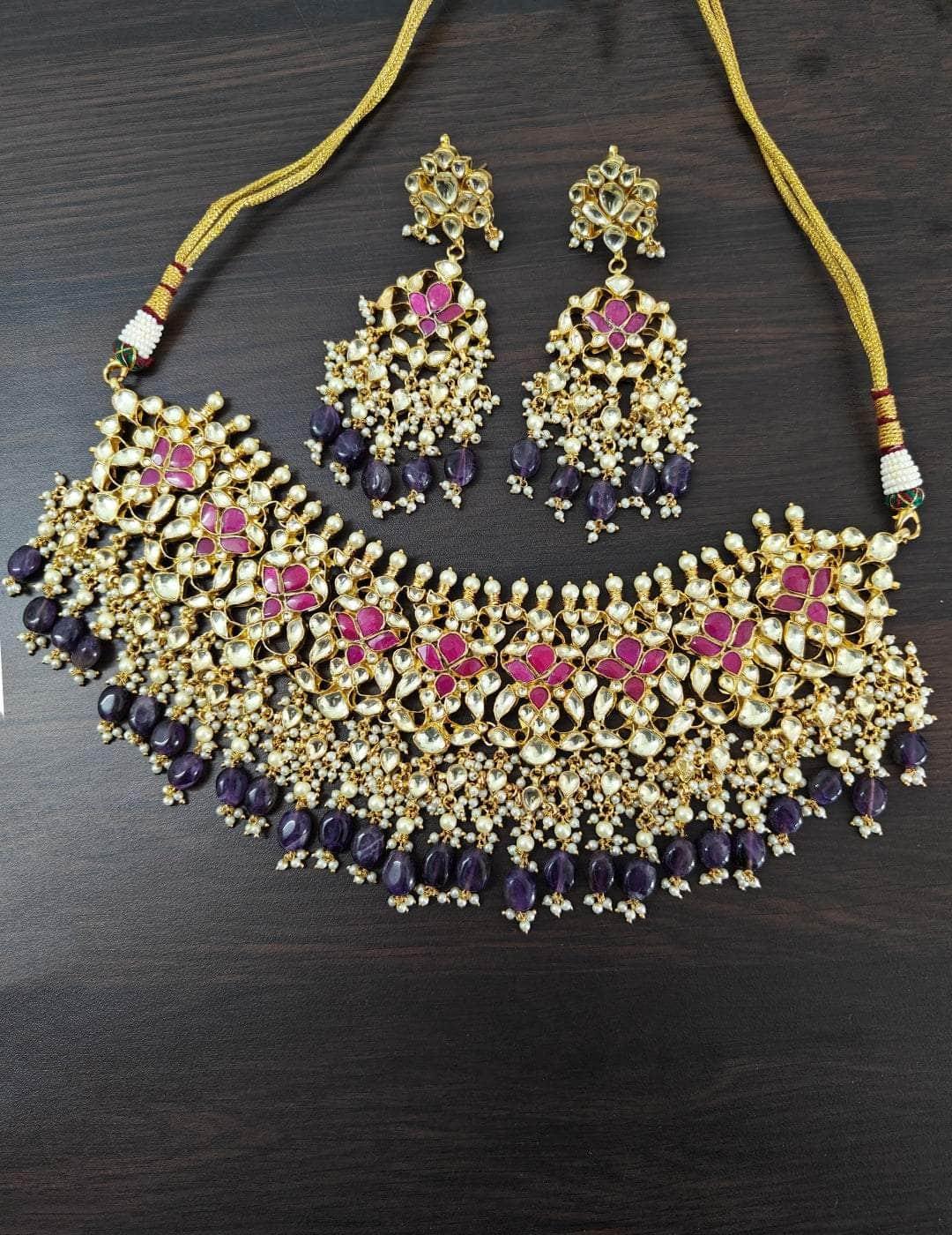 Ishhaara Blue Kundan Jadau Necklace Set