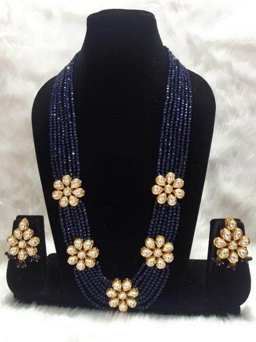 Ishhaara Blue Kundan Layered Motif Necklace