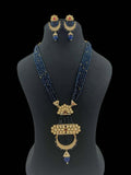 Ishhaara Blue Kundan Onyx Beads Meenakari Mala