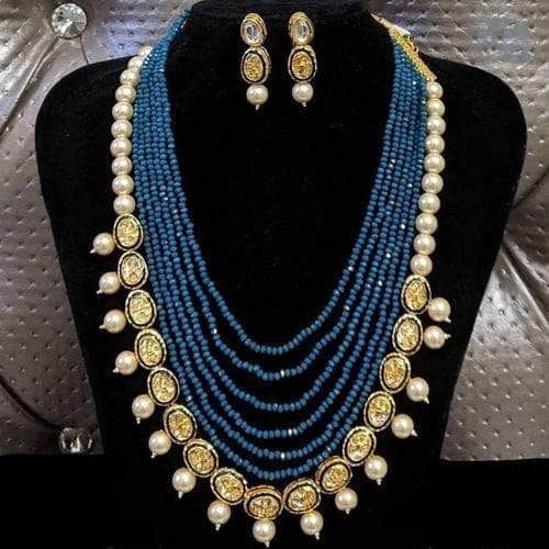 Ishhaara Blue Long Onyx Kundan Necklace