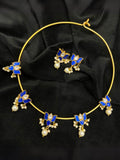Ishhaara Blue Lotus Motif Closed Necklace