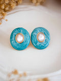 Ishhaara Blue Marble Effect Button Studs