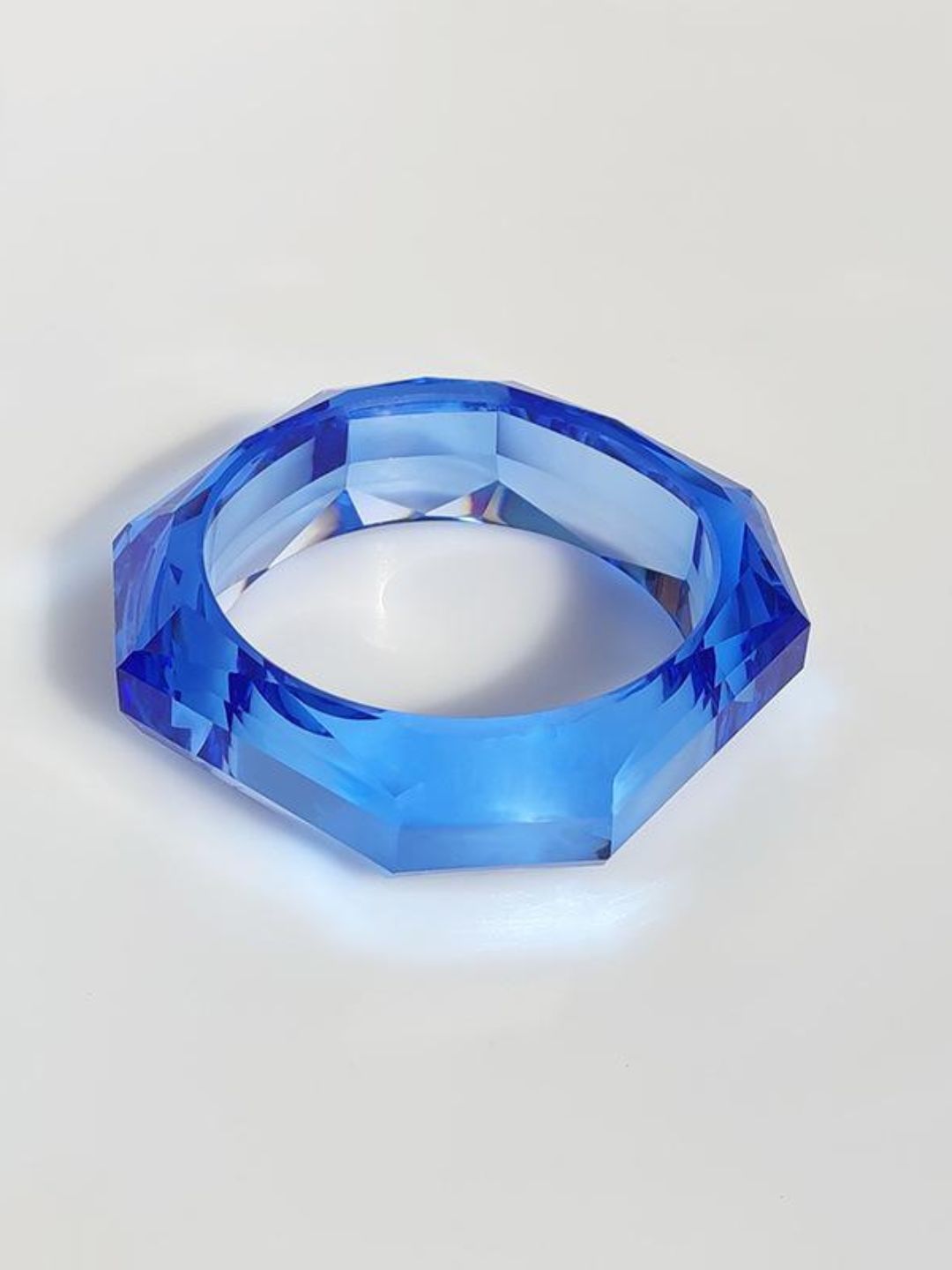Ishhaara Blue Marble Pattern Square Geometric Resin Bangle