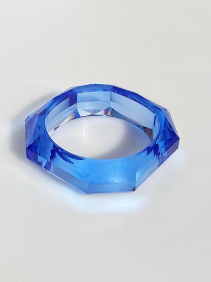 Ishhaara Blue Marble Pattern Square Geometric Resin Bangle