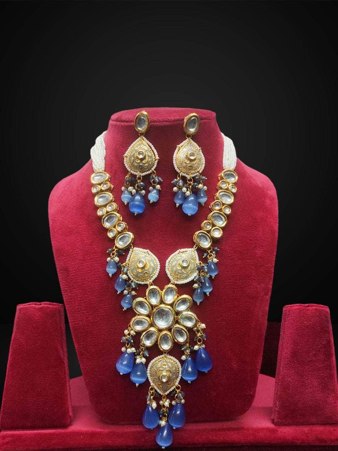 Ishhaara Blue Mesmerizing Kundan Meenakari Necklace Set