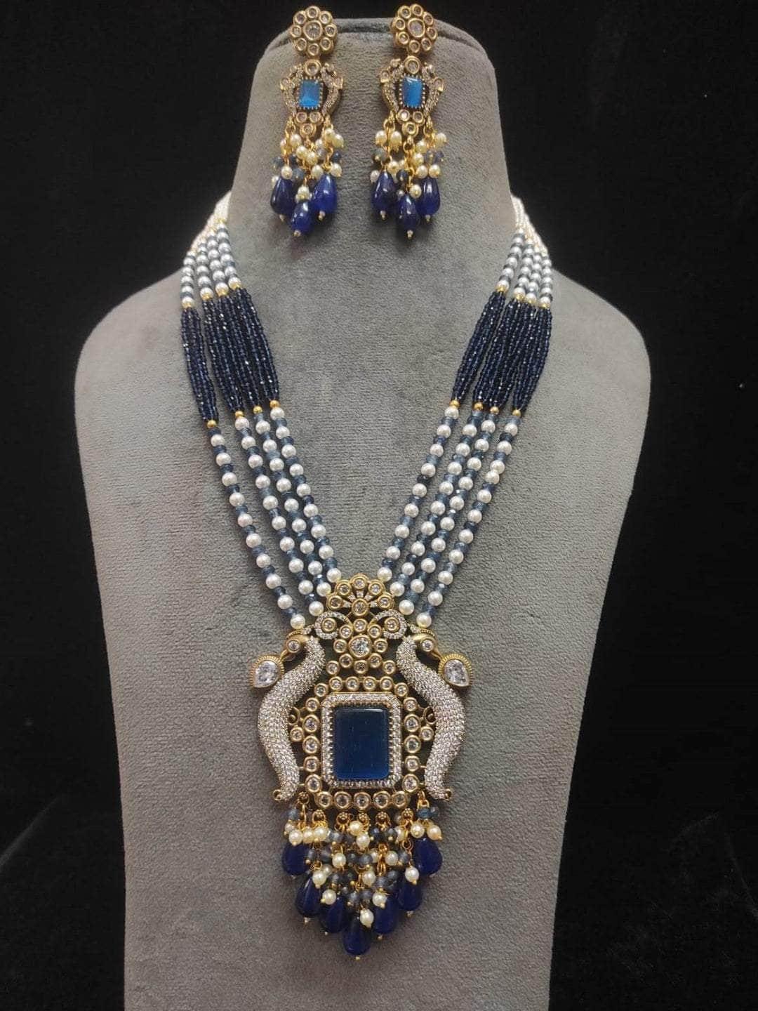Ishhaara Blue Minakari Long Kundan Necklace Set