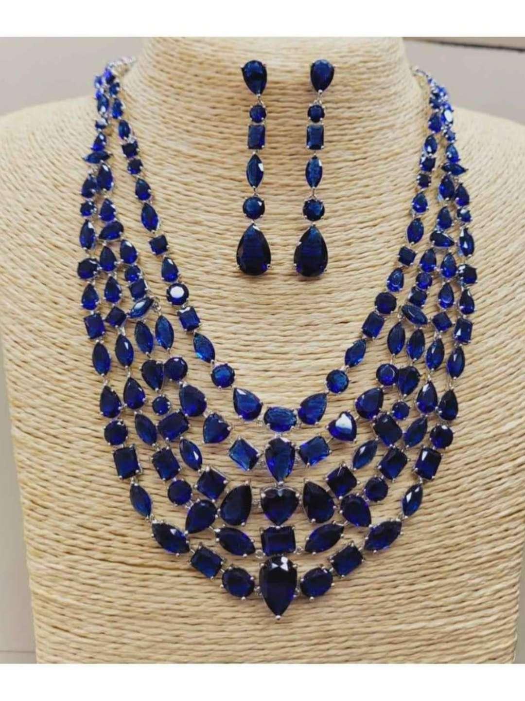 Ishhaara Blue Multilayered Zirconia Necklace Set