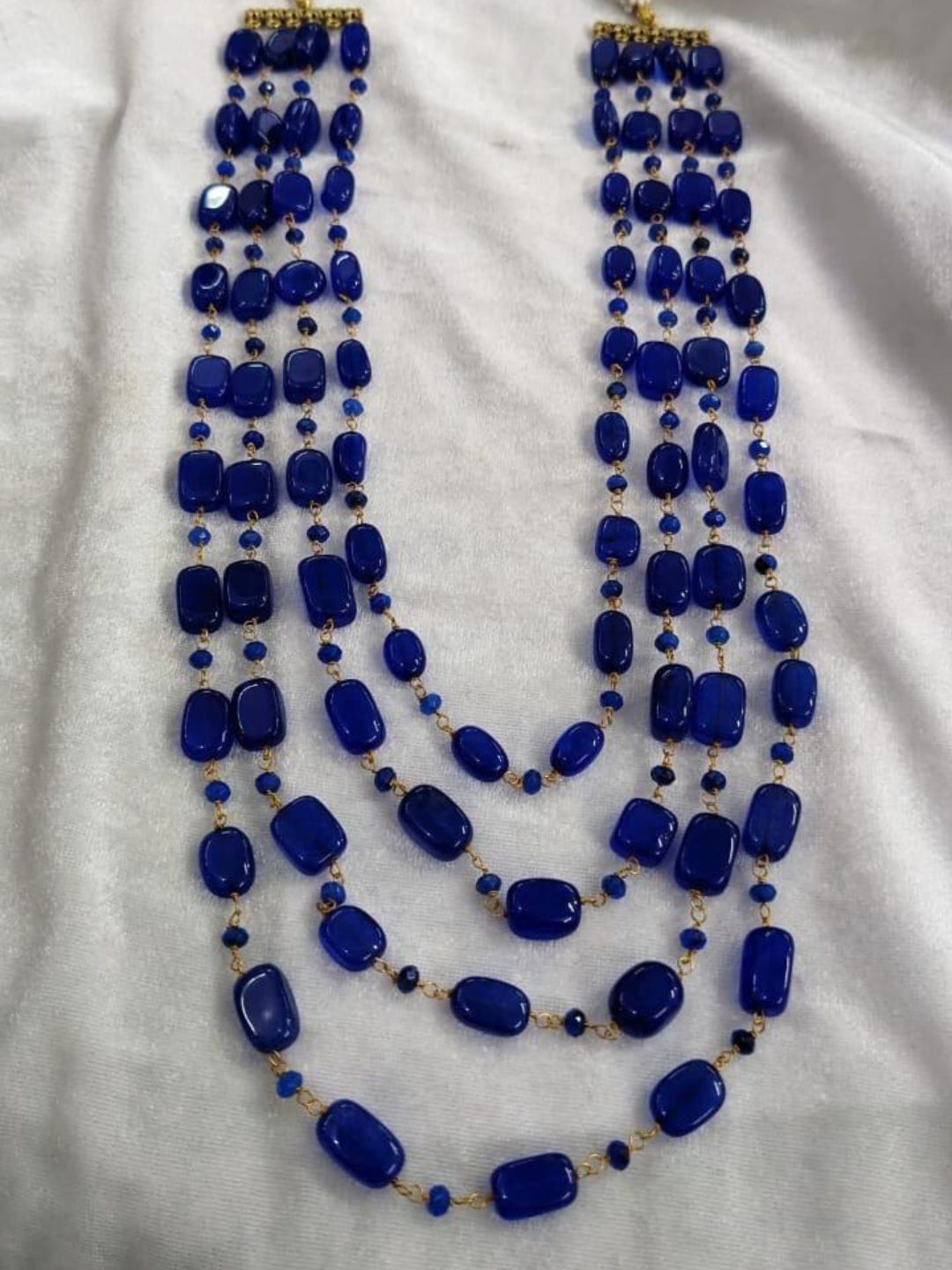 Ishhaara Blue Natural Gemstone Studded Long Mala Necklace