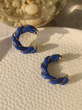 Ishhaara Blue Nushrratt Bharuccha In Twisted Round Hoop Earrings