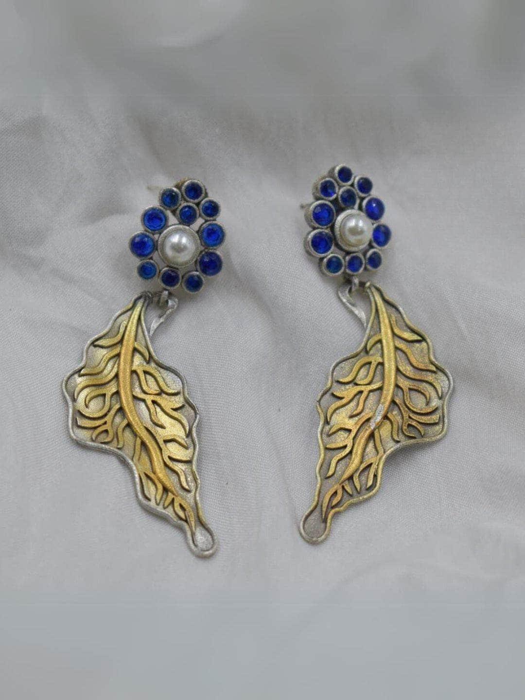 Ishhaara Oxidized Leaf Style Earrings