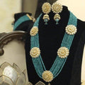 Ishhaara Blue Patchi Kundan Chakra Long Necklace