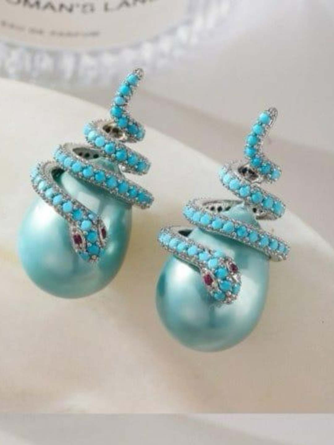 Ishhaara Blue Pearl Orbit Earrings