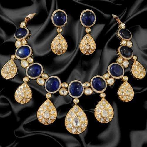 Ishhaara Polki Jadau Drop Hanging Necklace Set