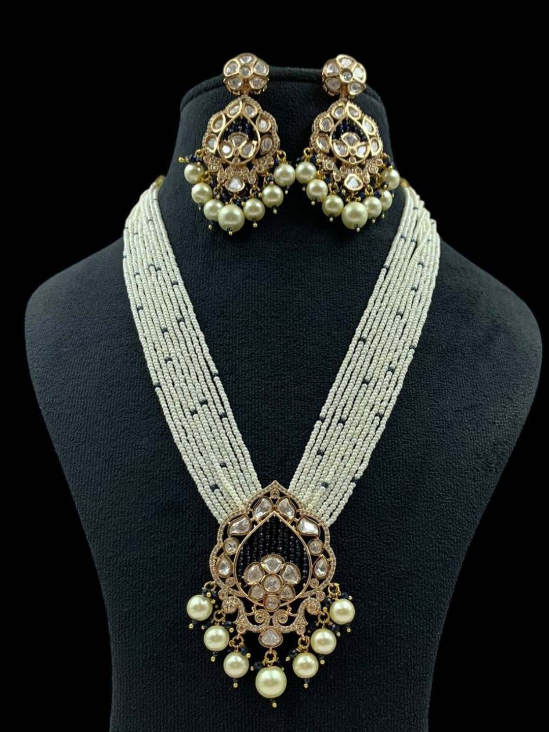 Ishhaara Green Polki Kundan Ad Stone Victorian Style Long Necklace
