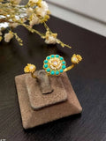 Ishhaara Blue Rajwadi Gold Plated Antique Pearl Ring