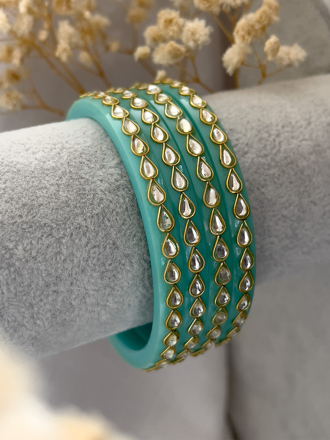 Ishhaara Blue Rajwadi Kundan Studded Bangles