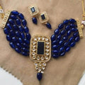 Ishhaara Blue Rectangular Victorian Necklace Set