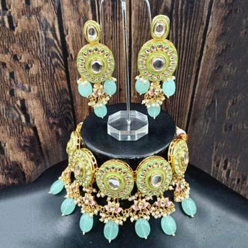 Ishhaara Round Meena Kundan Choker And Earring Set