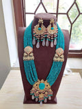 Ishhaara Blue Royal Peacock Necklace Set