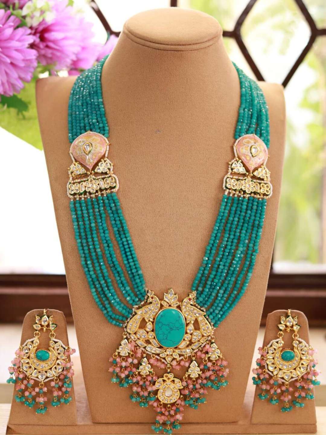 Ishhaara Blue Royal Peacock Necklace Set