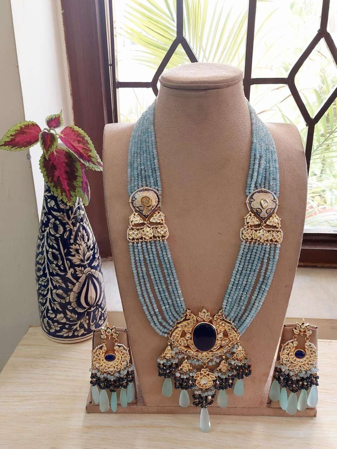 Ishhaara Green Royal Peacock Necklace Set