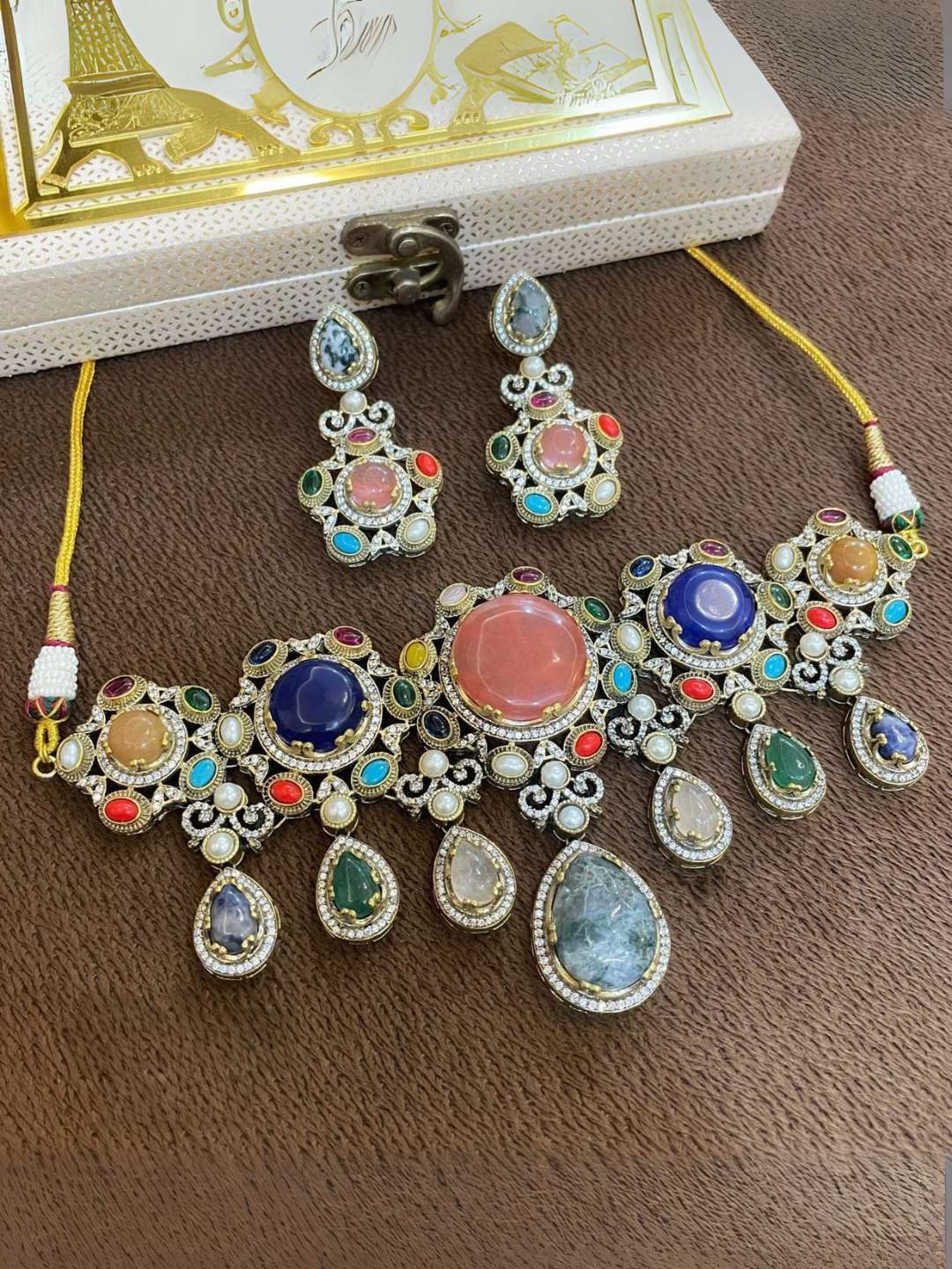 Ishhaara Blue Sabyasachi Heritage Inspire Handcrafted Choker Set