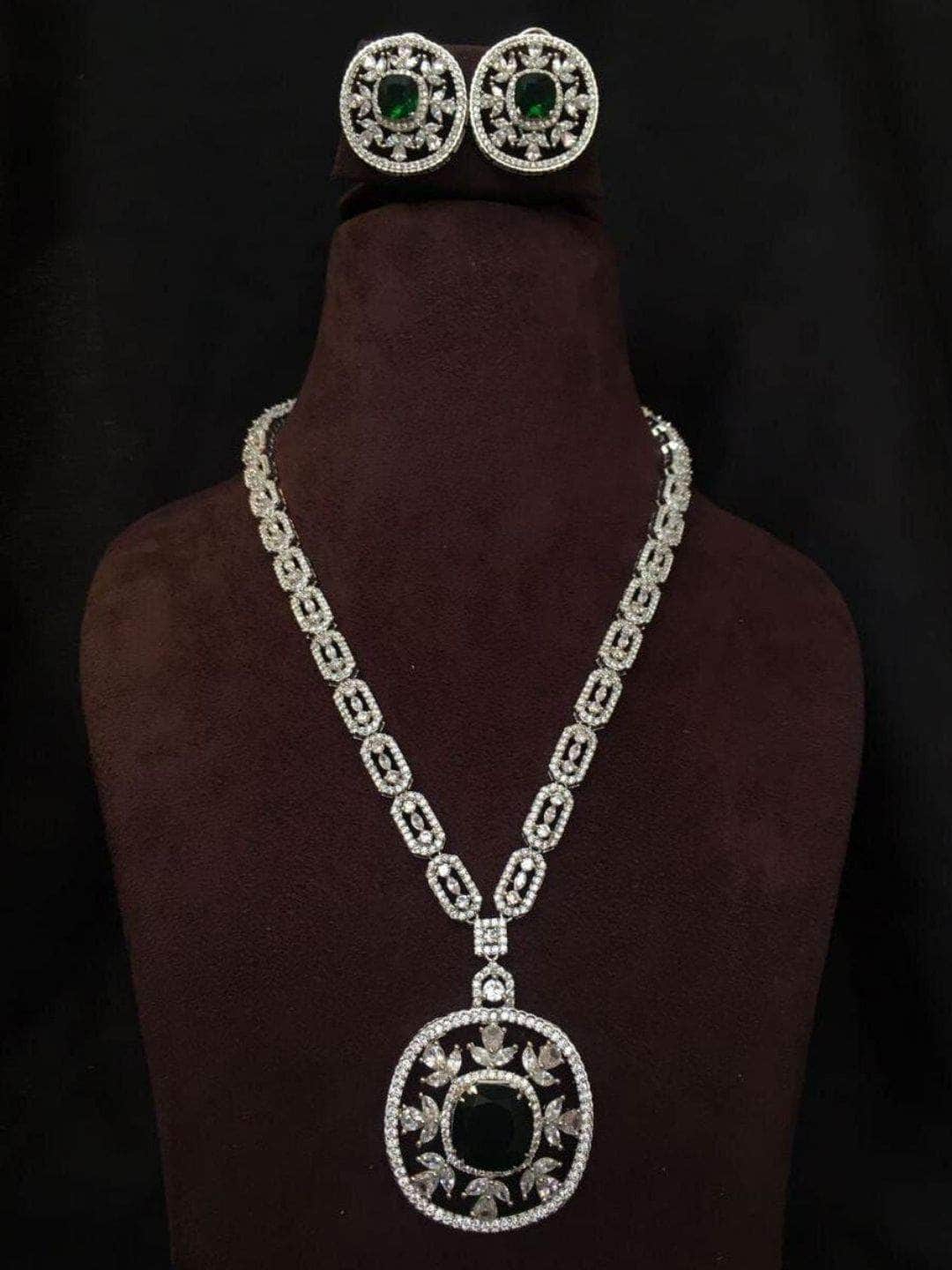 Ishhaara Blue Sapphire Emerald Long Necklace In stock