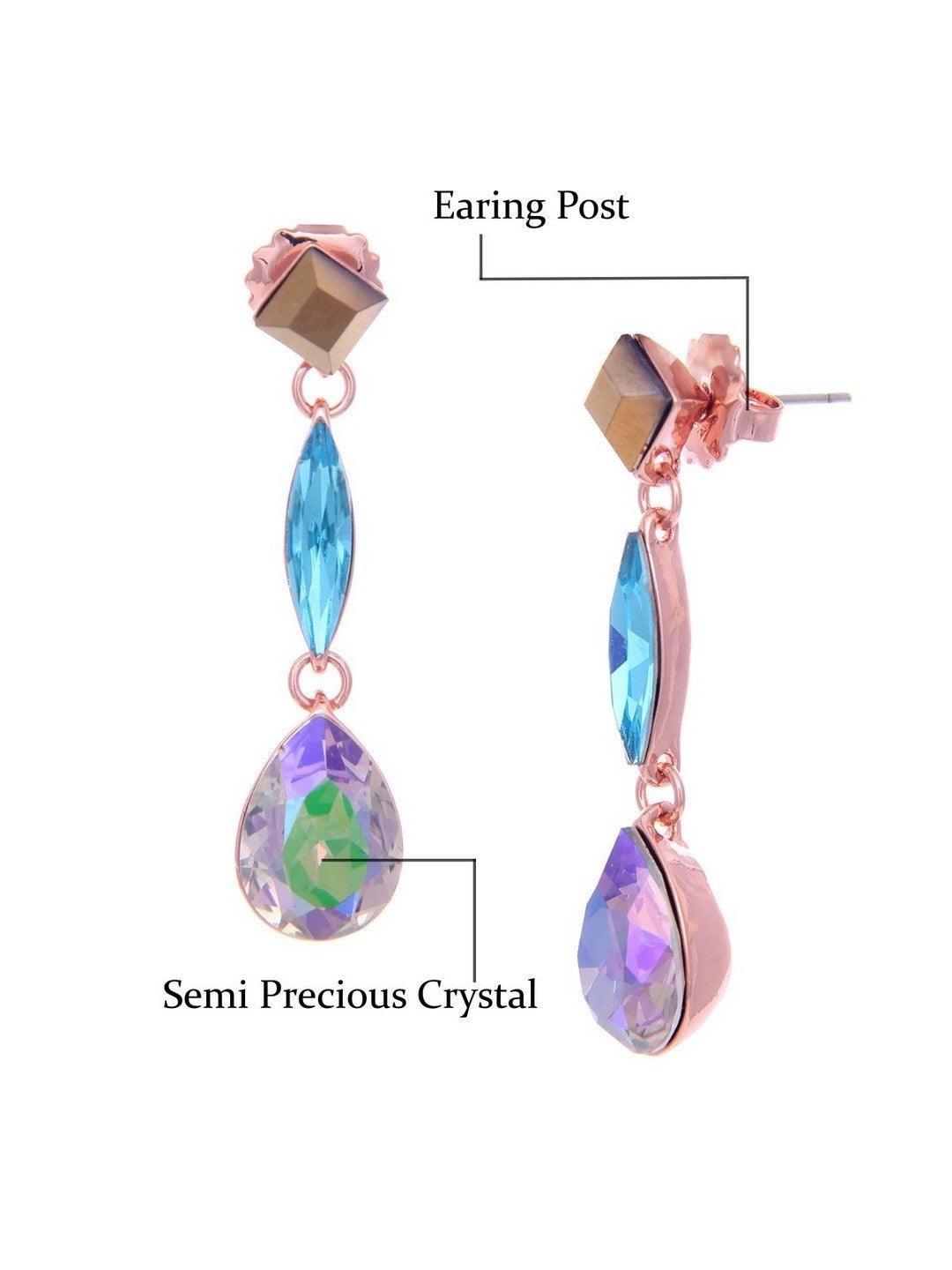 Ishhaara Shweta Tripathi Sharma In Geometric 3Tiered Drop Earrings Blue