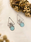 Ishhaara Blue Silver Plated Geometric Earrings