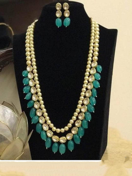 Ishhaara Simple Moti Kundan Line Set