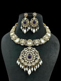 Ishhaara Blue Victorian Necklace With Earrings