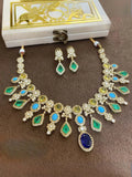 Ishhaara Blue Victorian Polished Floral Necklace