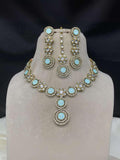 Ishhaara Blue Victorian Round Kundan Studded Heavy Necklace