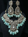 Ishhaara Blue Victorian Semiprecious Pearl Drop Necklace