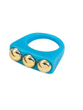 Ishhaara Blue Vintage Acrylic Metal Chunky Rings