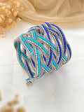 Ishhaara Blue Vintage Beaded Cuff Bracelet