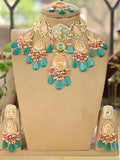 Ishhaara Blue Vintage Glamour Choker Necklace With Earring Sets