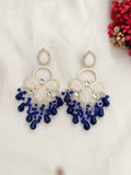 Ishhaara Blue White Gold Plated Kundan Classic Drop Earrings