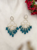 Ishhaara Blue White Gold Plated Kundan Classic Drop Earrings