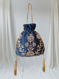 Ishhaara Blue Zardosi Potli Bag