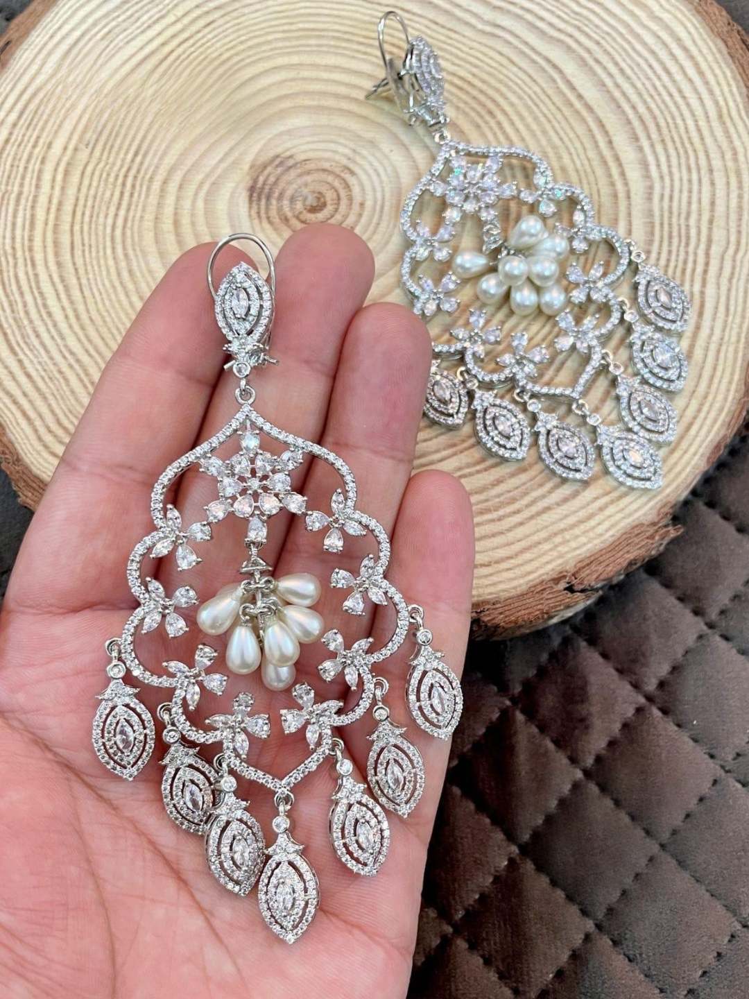 Ishhaara Bohemian Pearl Vintage Chandelier Earrings